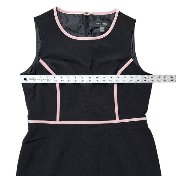EVAN PICONE Sheath Dress Black w/ Pink Trim Size 12 Knee Length Sleeveless - Picture 5 of 11